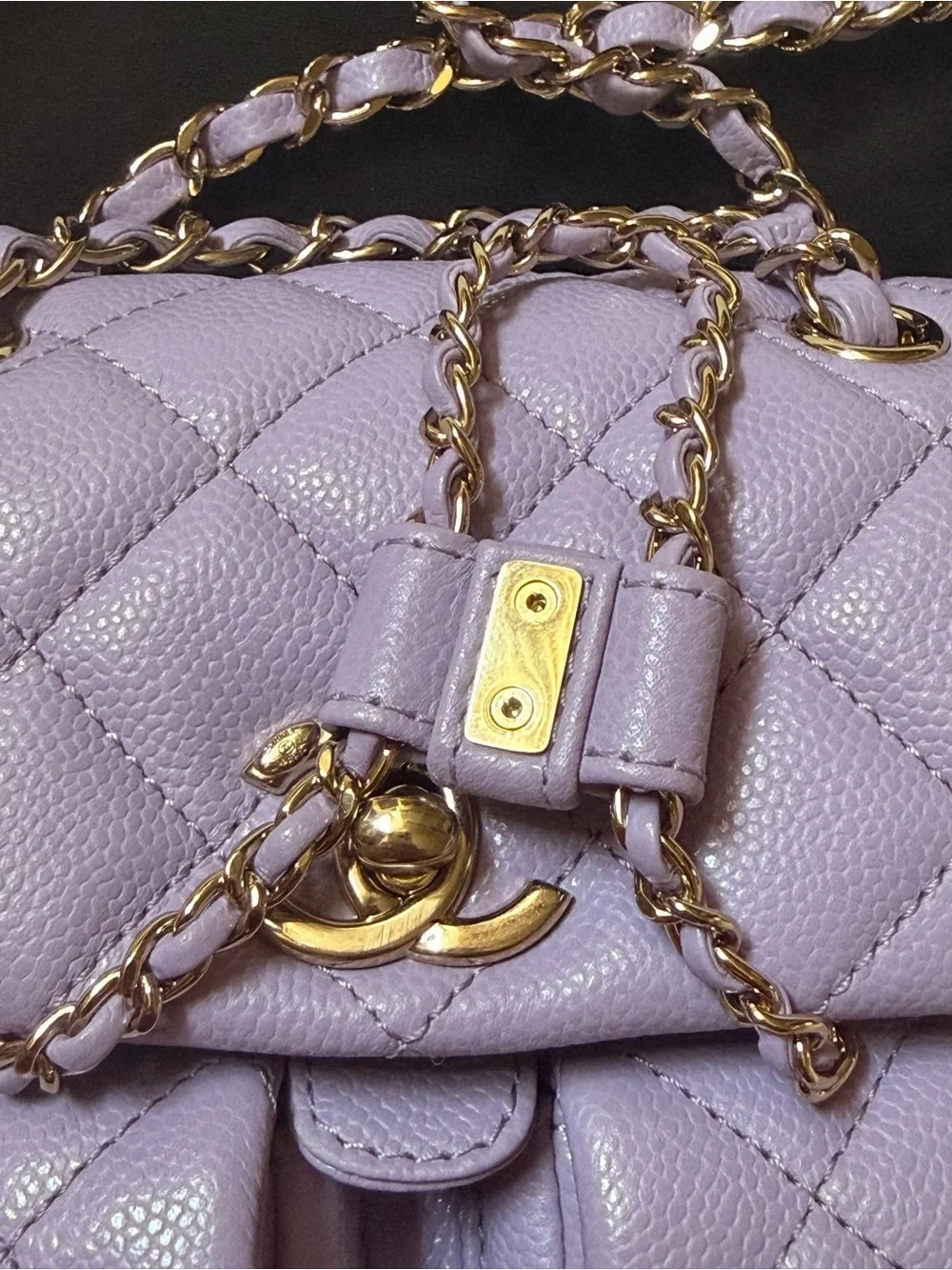 CHANEL Mini Duma Quilted Caviar Backpack
